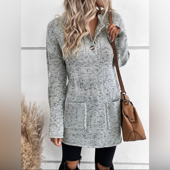 Grey Marled Knit Sweater - Picture 7 of 10